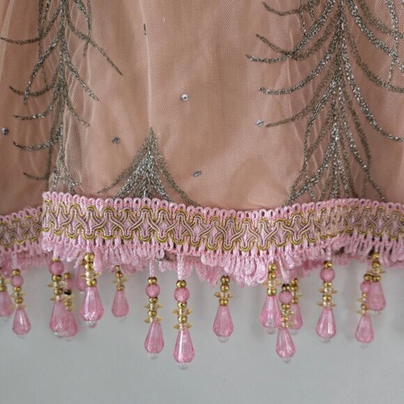 Matthew Williamson Pink Feather Motifs Fringed Skirt Size 8 Small b53 - Picture 3 of 5